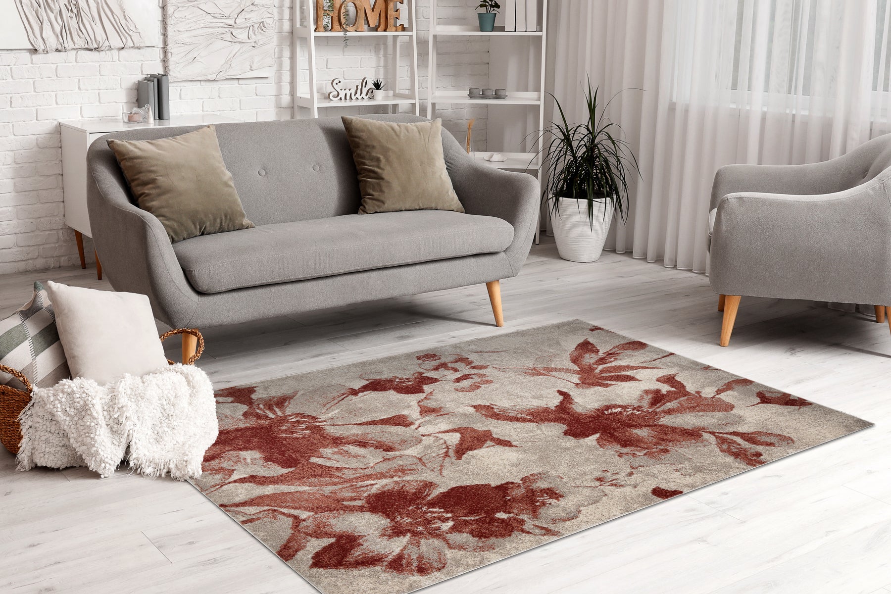 Dywan FUSION 8259 krem / bordo - Kwiaty, nowoczesny, abstrakcyjny 80x150 cm - 5