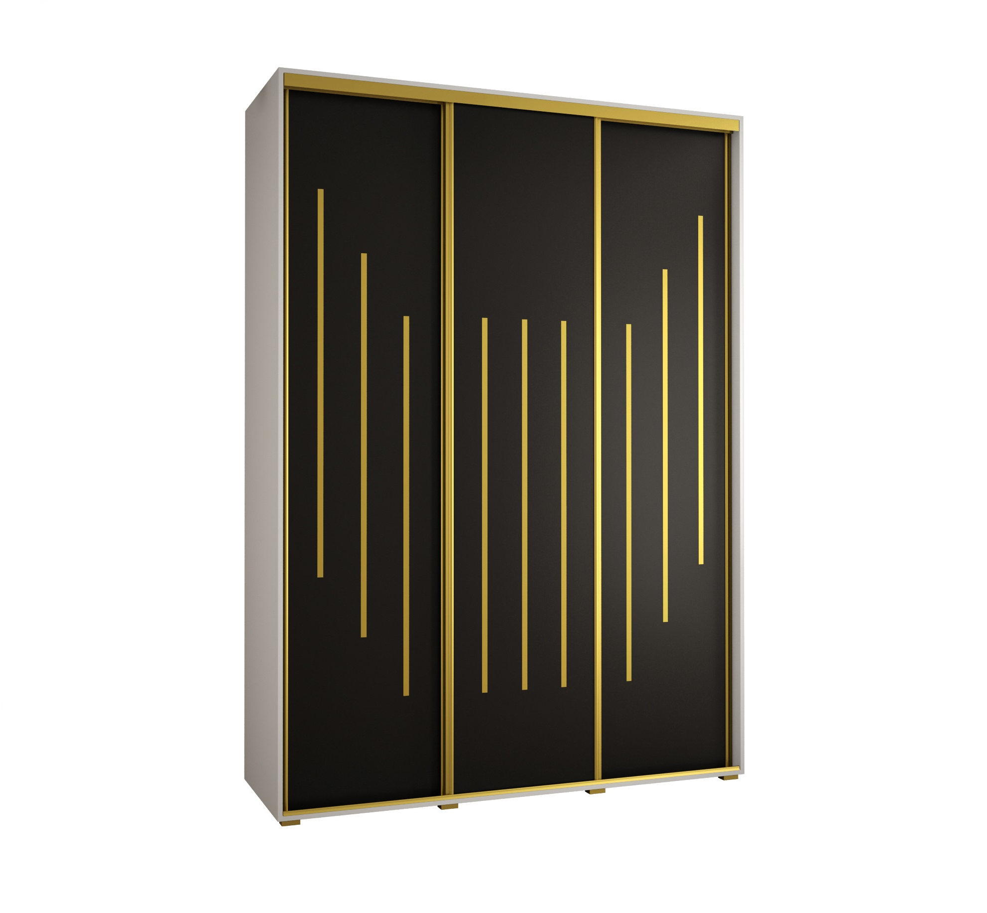 Szafa przesuwna wysoka Davos 8 180 x 60 x 235,2 cm biały + czarny + u. złoty - Abiks Meble