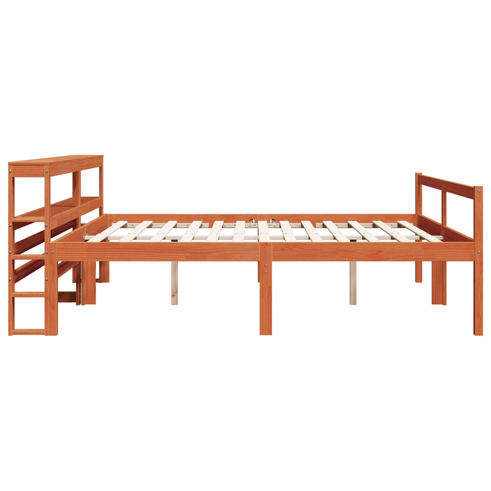 Cadre de lit, 2 pièces, en bois de pin massif, cire marron, pour la chambre - 7