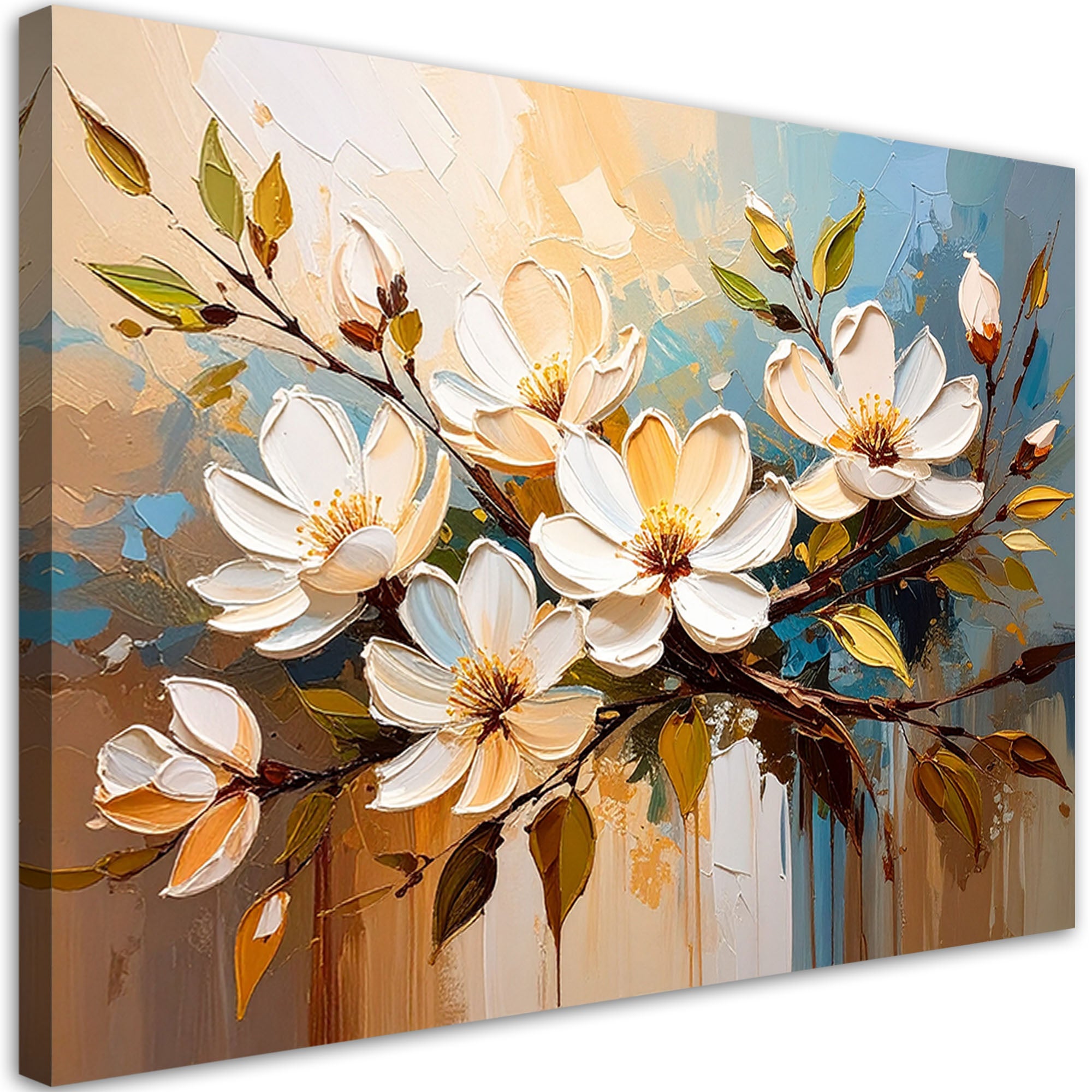 Obraz nowoczesny do salonu sypialni, Białe Kwiaty Gałązki Natura 60x40