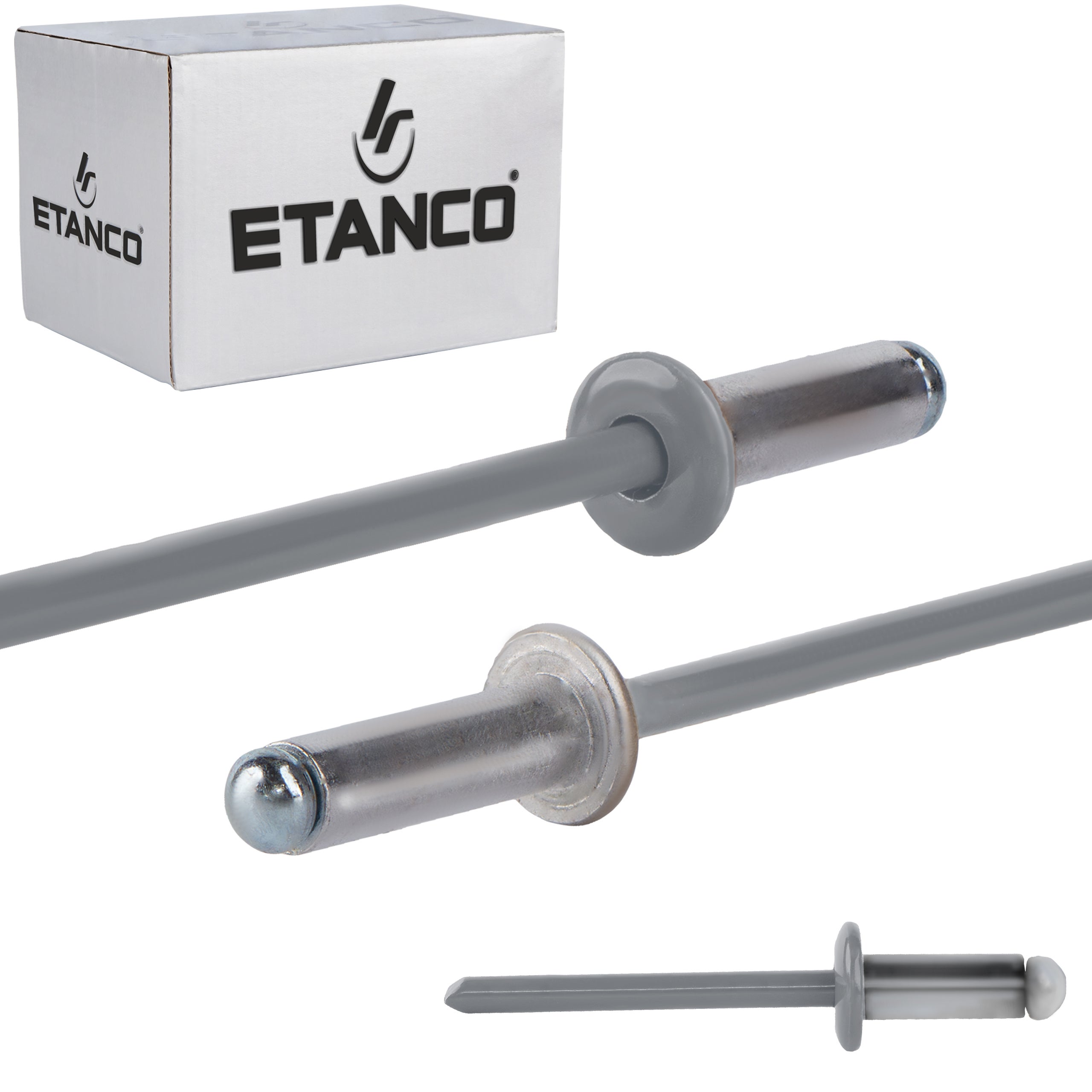 Nity otwarte aluminiowe Etanco Lakierowane RAL 9006 4,8x12 mm 500szt