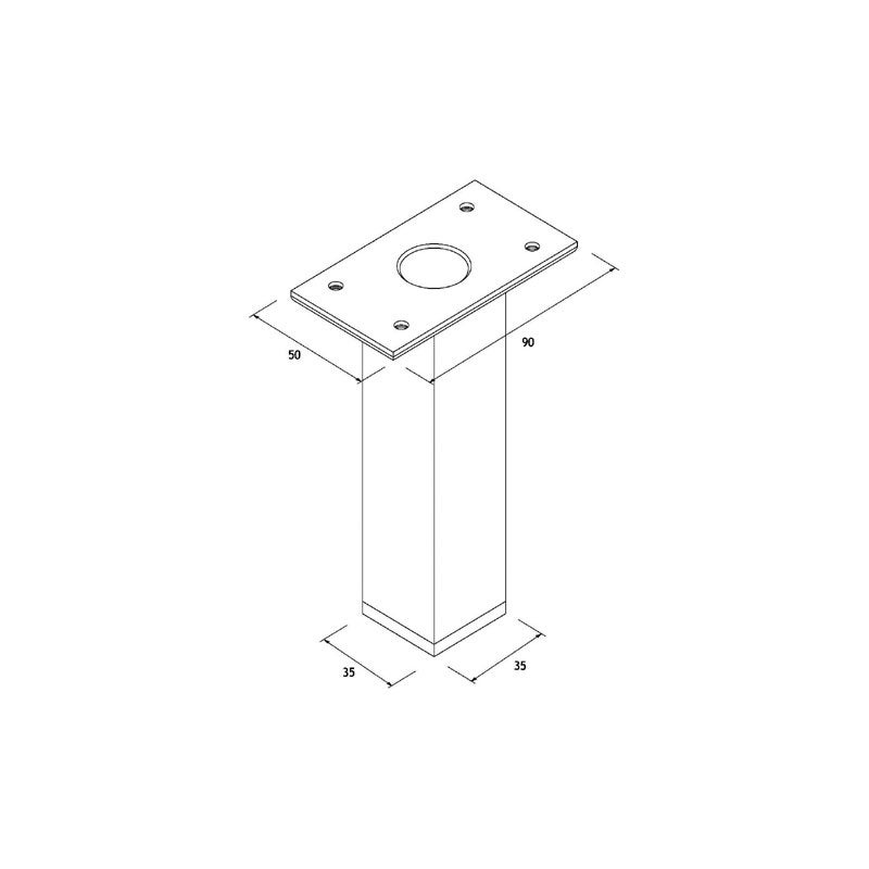 Pied carré - Hauteur : 150 mm - OPES - 2