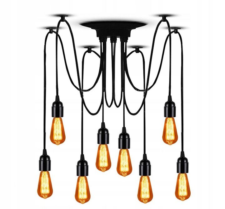 Lampa Sufitowa Wisząca Toolight Jdl-02 Spider 8 Czarny