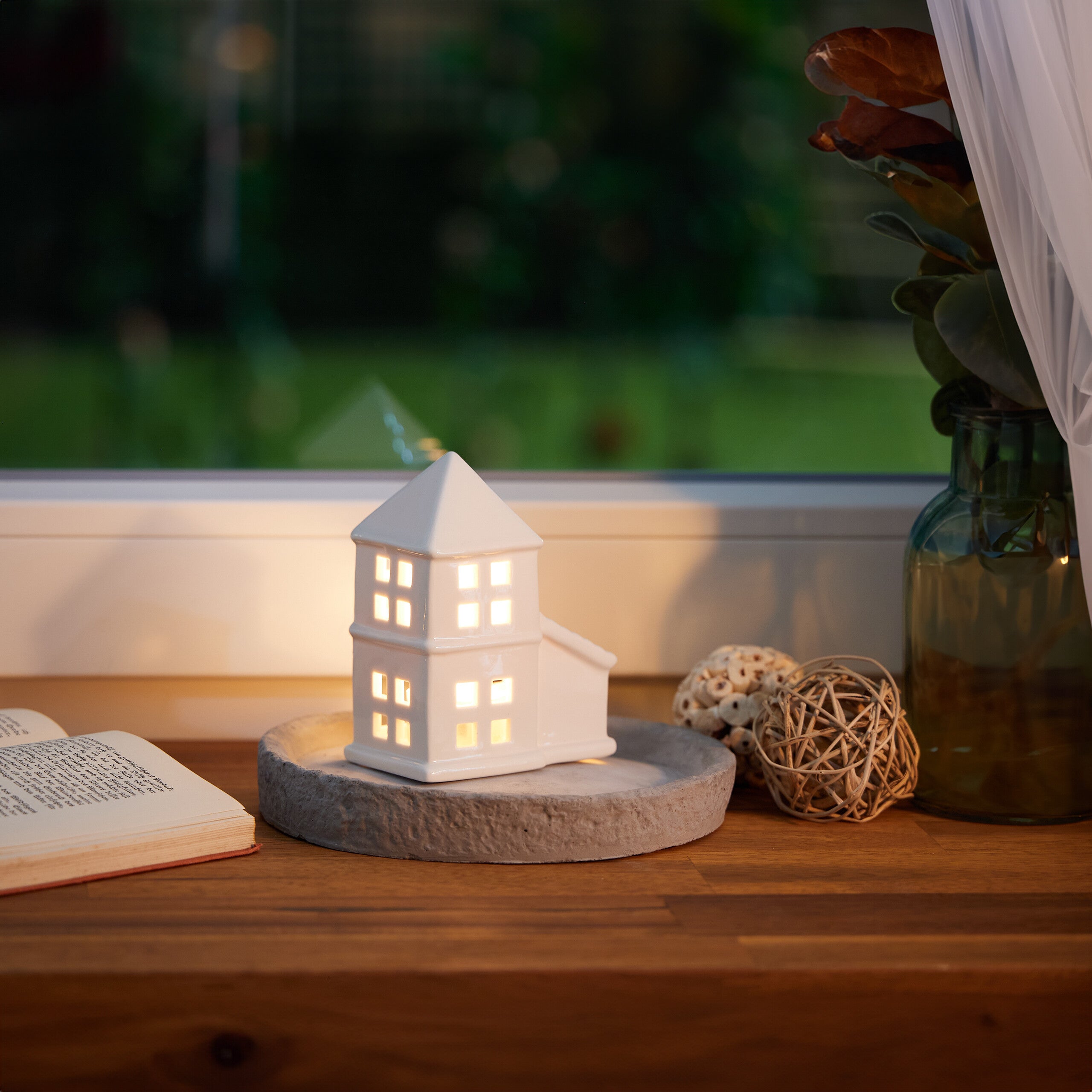 Casetta Portacandele In Ceramica Bianca - Atmosfera Accogliente Con Tea Light - Foto 3