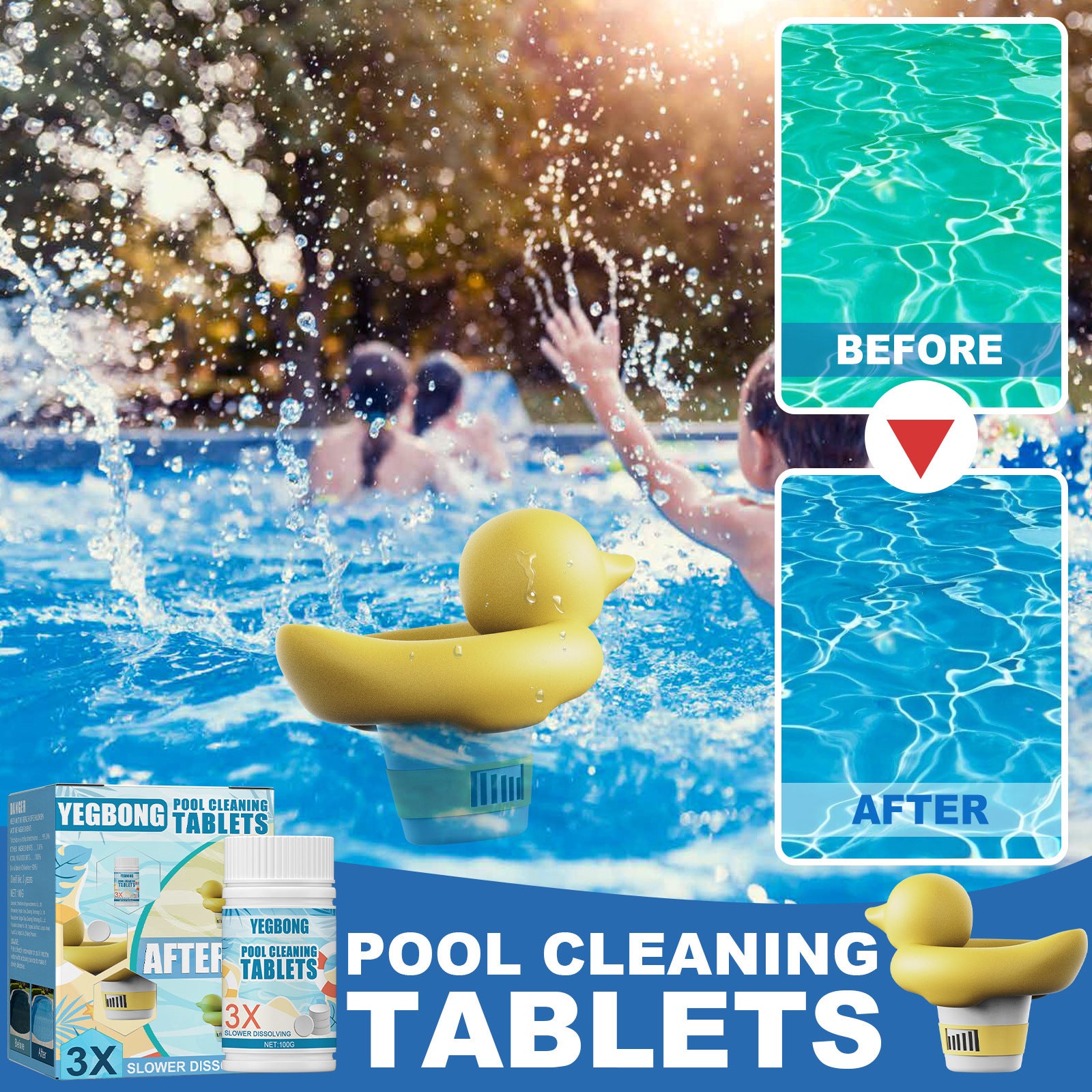 Comprimés effervescents pour le nettoyage des piscines, nettoyant pour l'eau à dissolution rapide et détachant - 4