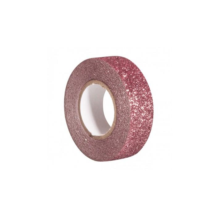 Rayher Nastro Glitter Rosa Antico – 15 Mm X 5 M, Rotolo In Carta Washi, Per Fai Da Te E Decorazioni