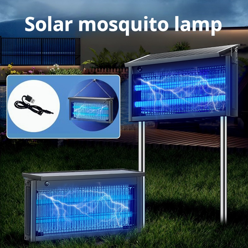 Potente repellente per zanzare, Zanzariera elettrica per esterni, Lampada solare antizanzare, Zanzariera impermeabile per mosche, Trappola per insetti - 3