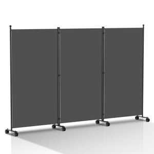 Cloison De Séparation Pliante 5 Panneaux 200cm Bambou Et Toile Crème - Séparateur D'Espace