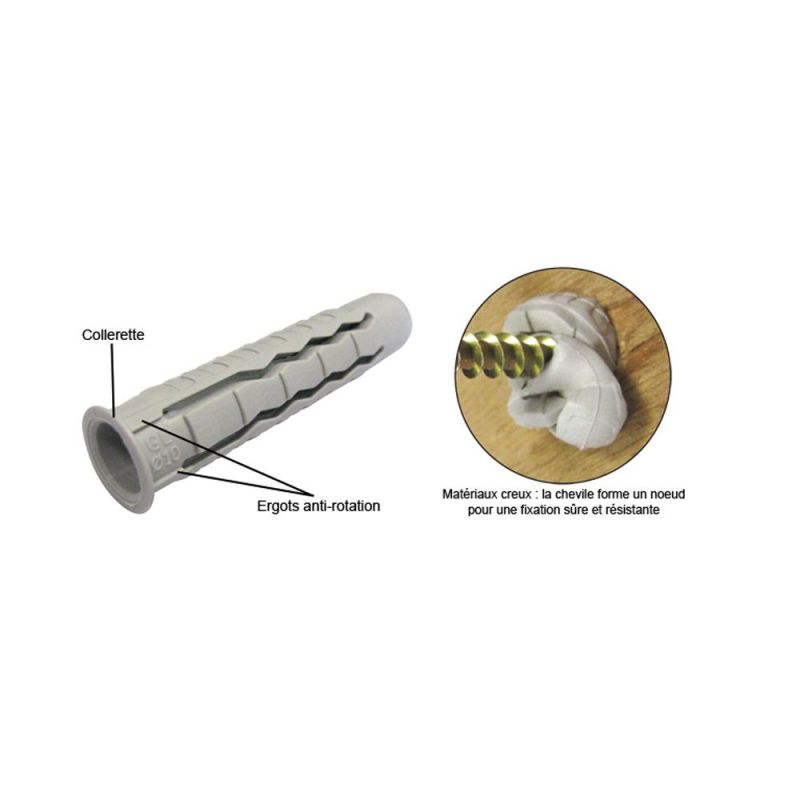 Boite de 100 chevilles polyvalentes IXE longueur 40mm X diam 8 mm - ING FIXATIONS - 3