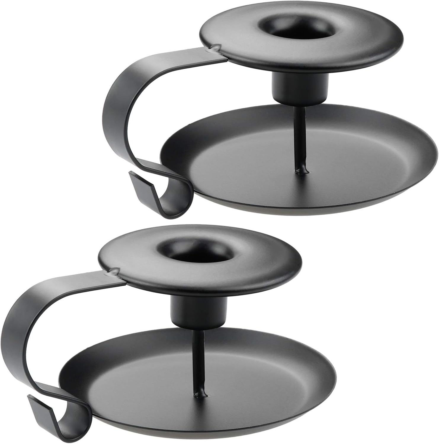 Bougeoirs En Fer Noir - Lot De 2 Coniques - Porte-Bougie Rétro Pour Décoration Table, Mariage, Cadeau