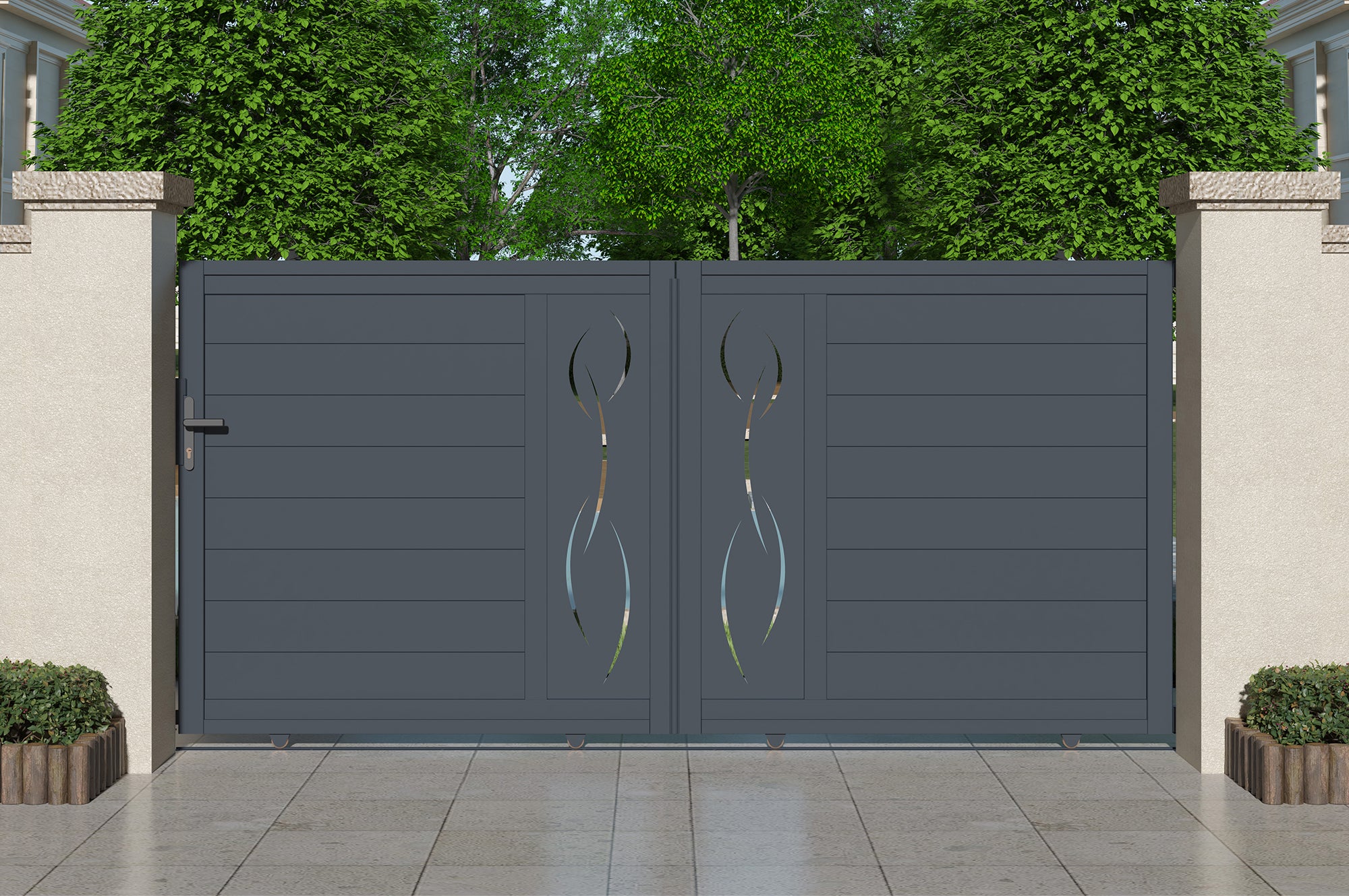 Brama przesuwna 4m LIFE wys. 140cm szare aluminium