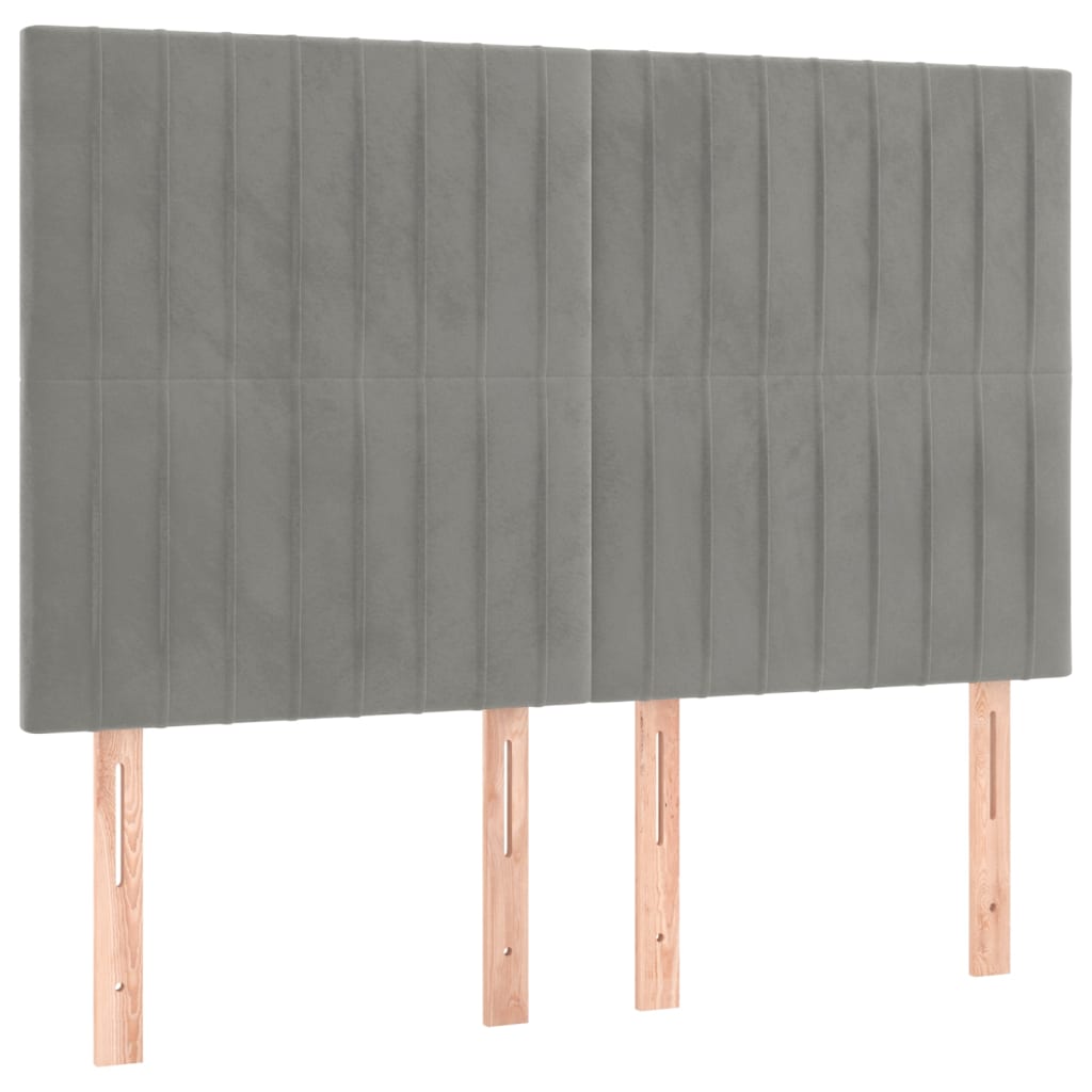 Cadre de lit sans matelas en velours gris clair pour la chambre, 140 × 200 cm - 8