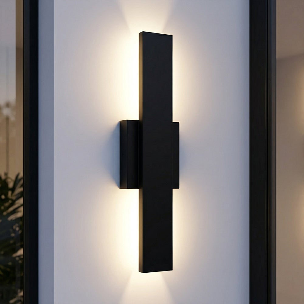 Kinkiet zewnętrzny LED czarny 40cm IP54 góra dół 3000K nowoczesna lampa ścienna elewacyjna do domu tarasu garażu 20W