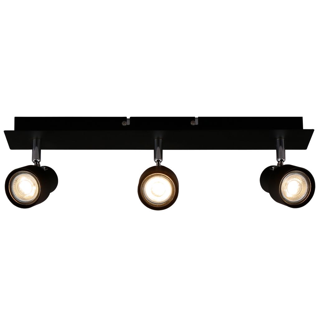 Plafonnier LED Spot BRILONER LEUCHTEN ROCK, 5 W, 460 lm, IP20, noir, métal, incl., 3x GU10, 45 x 8 x 12 cm - 2