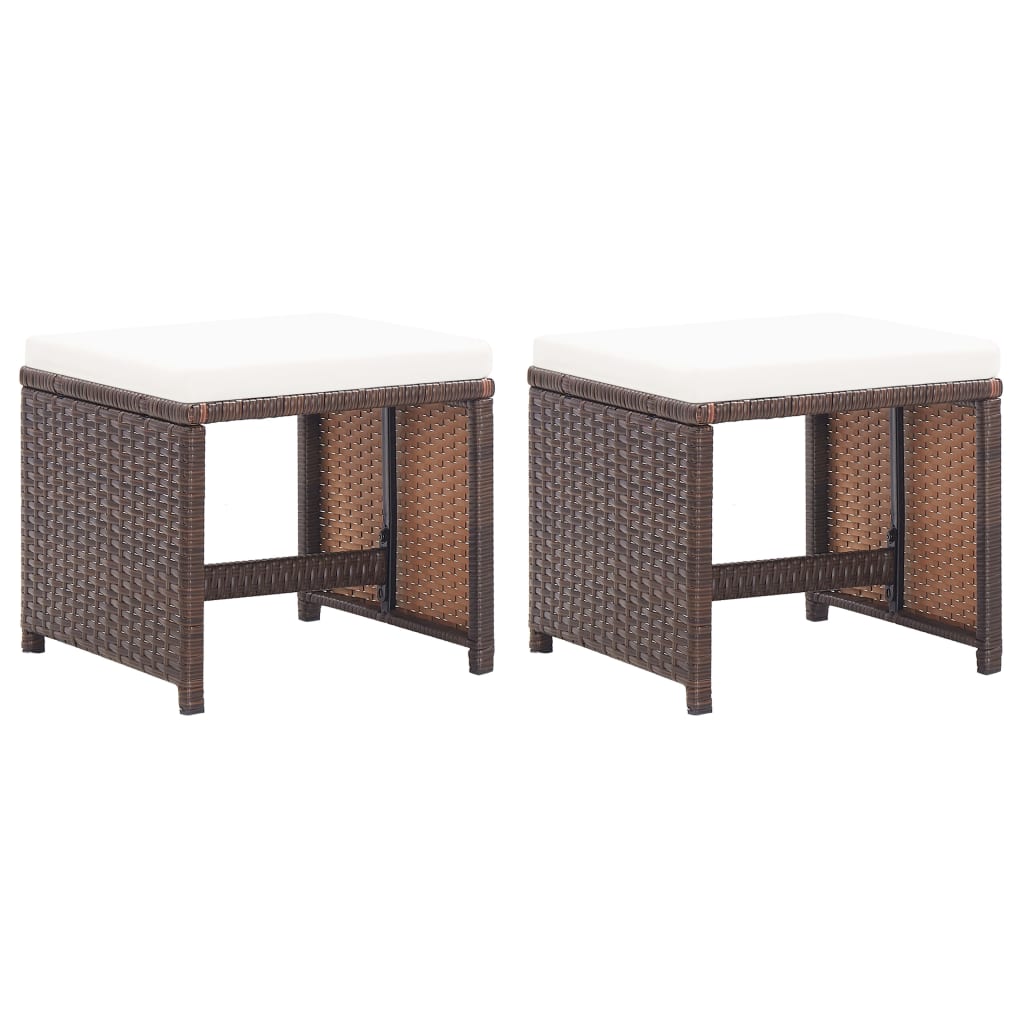Maison exclusive - taburetes de jardín 2 uds con cojines ratán sintético marrón
