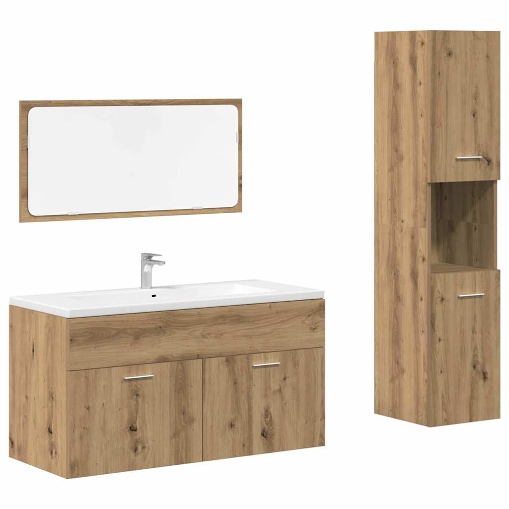 Set di mobili da bagno in legno composito da 3 pezzi - 2