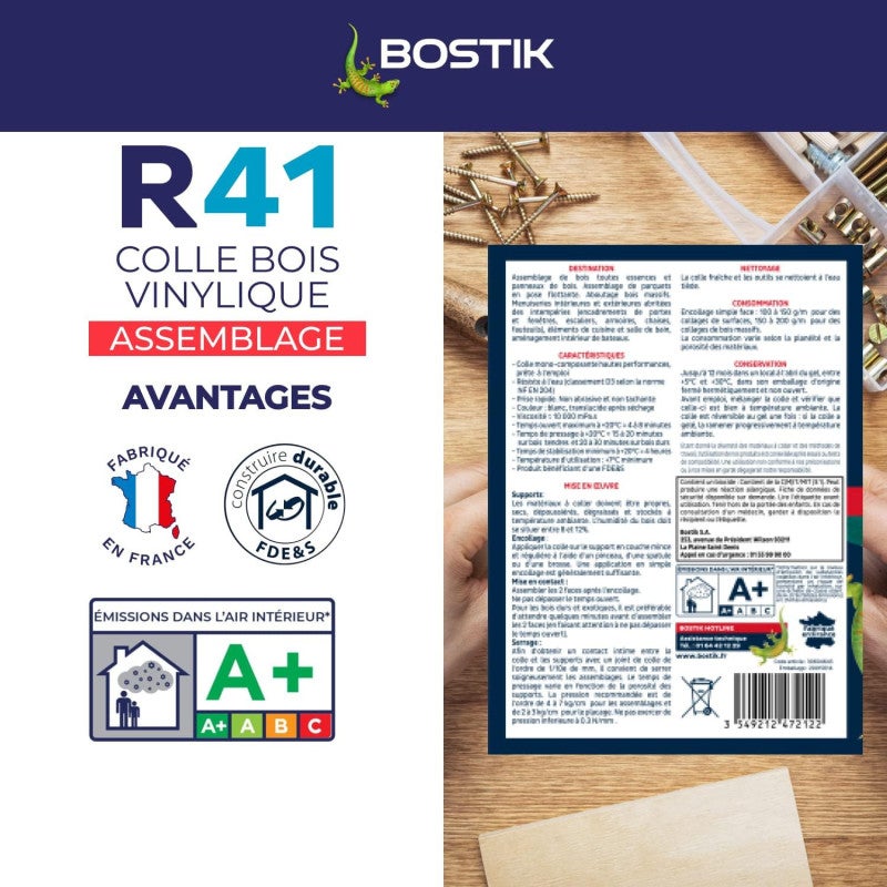Colle vinylique à bois BOSTIK R41 - format biberon - 750g - 5