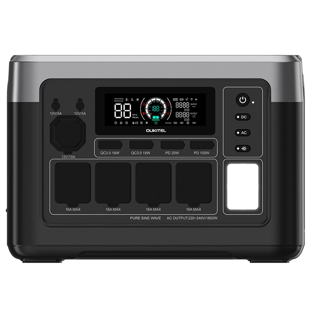 Station d'Énergie Portable OUKITEL P1500 Plus 1800W, 1536Wh LiFePO4, Contrôle par Application - 2