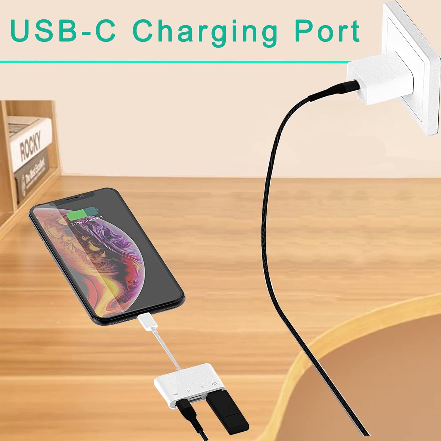 Czytnik kart SD USB-C, adapter USB OTG 4 w 1, kompatybilny z kartami SD/TF i wyposażony w port ładowania. Czytnik kart pamięci do - 5