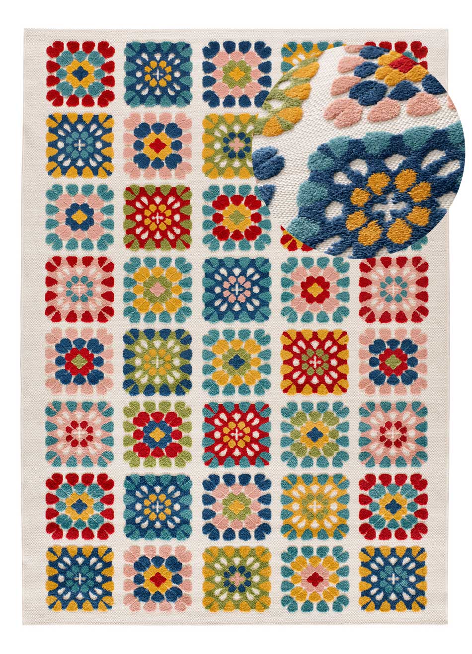 Tapis extérieur multicolore rectangulaire l.160 x L.230 cm MILA géométrique avec relief - ATTICGO - 2