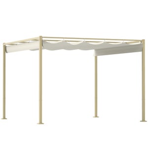 Pergola rétractable 3 x 3 m acier époxy beige polyester 180 g/m² UPF30+ kaki