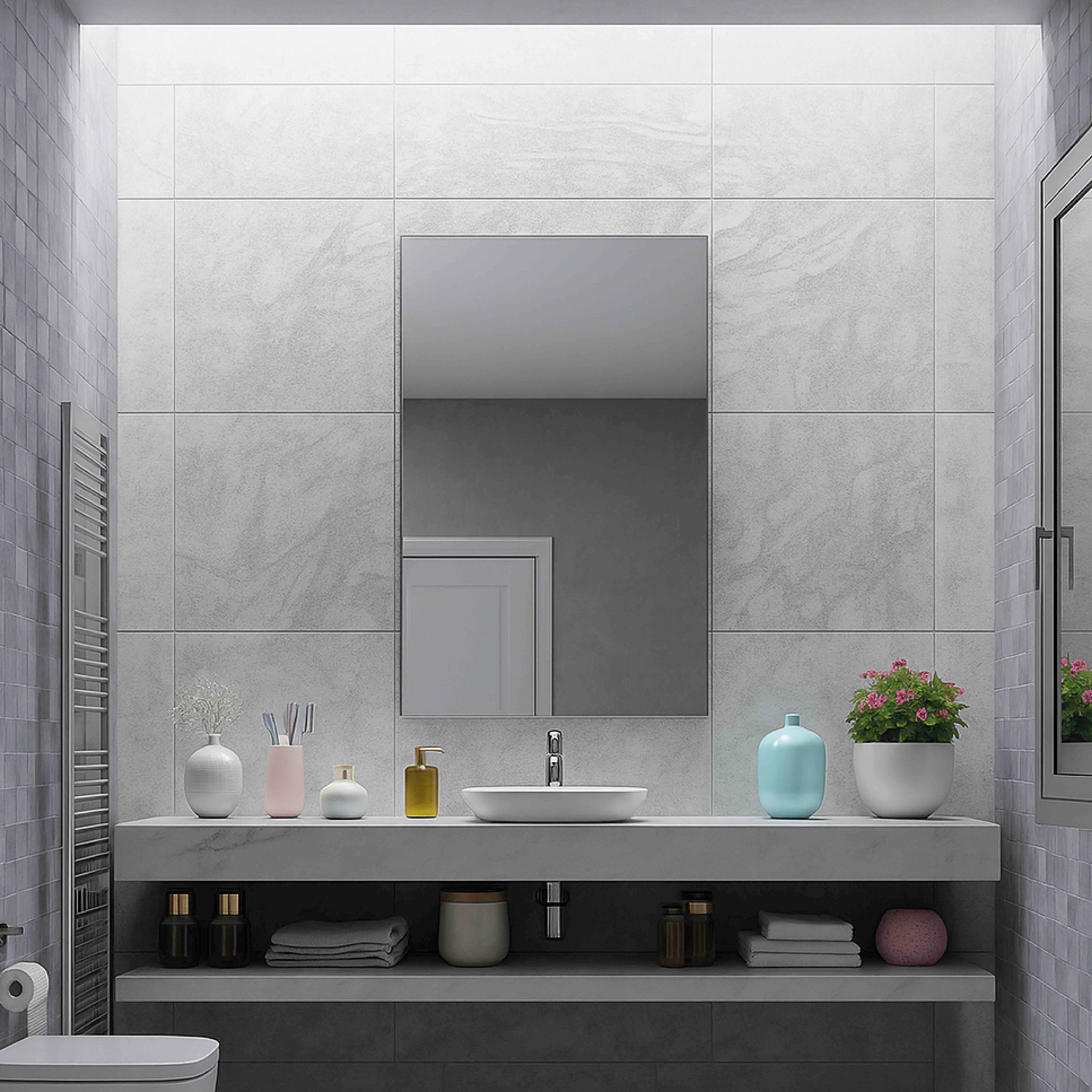 Miroir salle de bain 40 cm simple fixation murale-Jindoli - 7