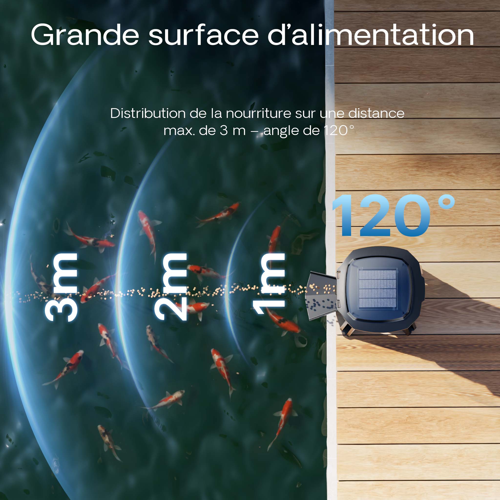 CFF-206 Distributeur automatique alimentaire solaire - 275 x 252 x 420 mm / capacité 6 l - pour Nourriture de poissons - programmable 1-6… SunSun - 7