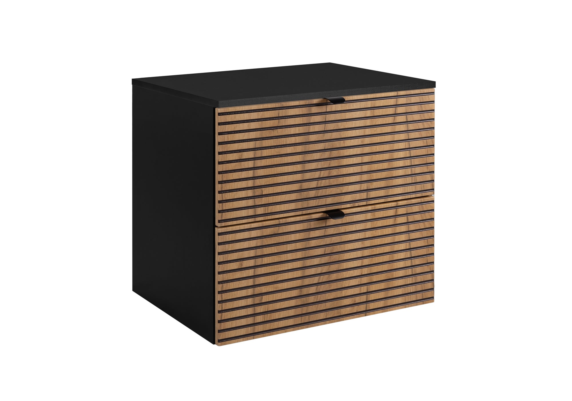 Szafka łazienkowa AURA 60 cm czarna blat czarny frezowany front