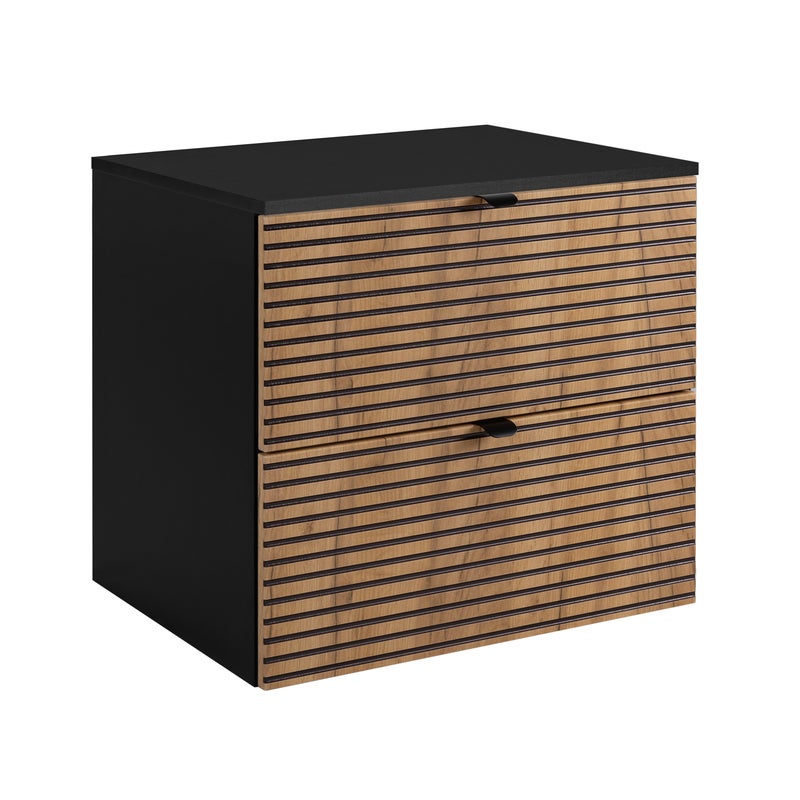 Szafka łazienkowa AURA 60 cm czarna blat czarny frezowany front