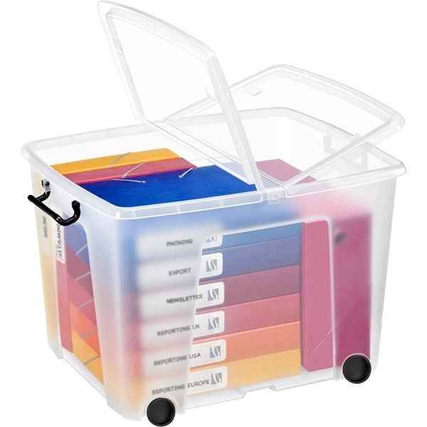 Caisse de rangement à roulettes avec couvercle papillon 75 litres ...