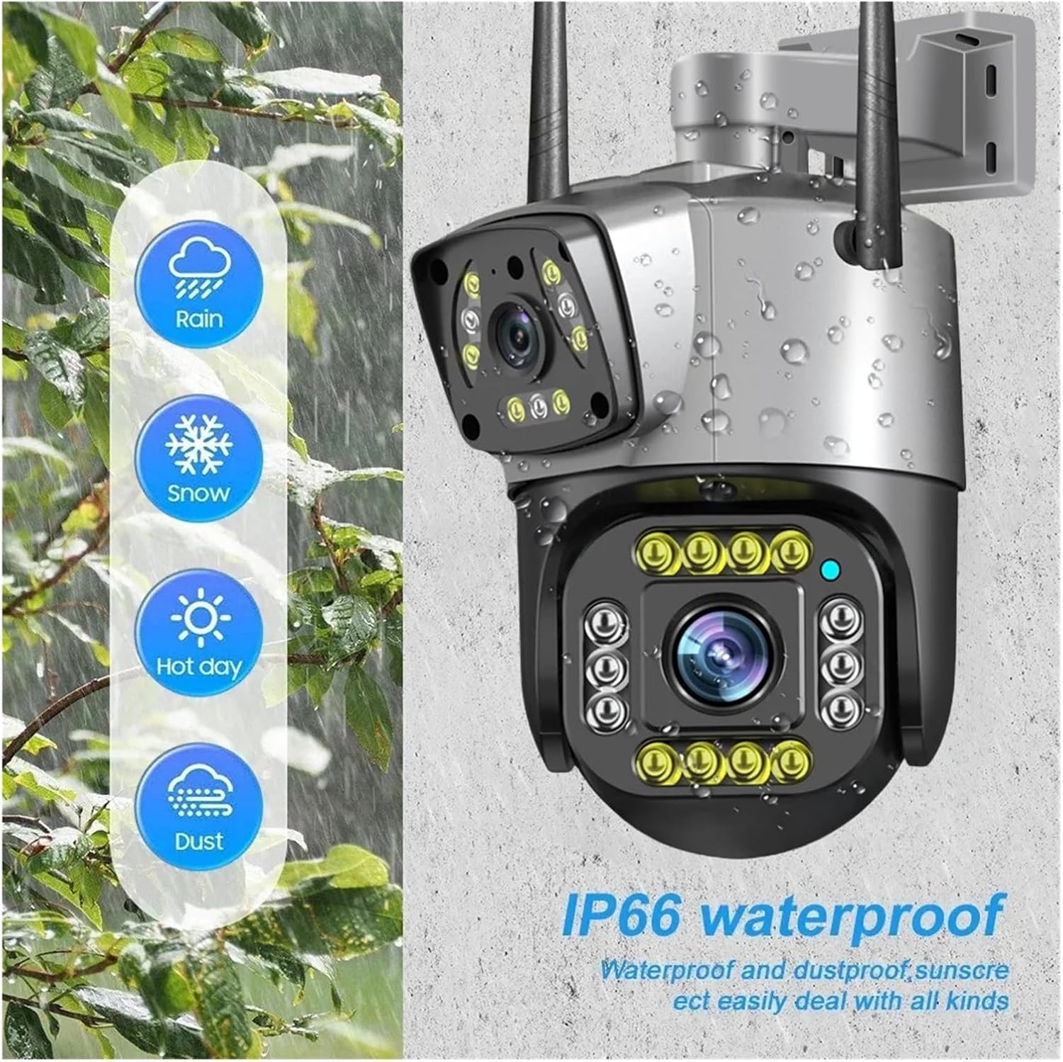 Caméra IP 4G double objectif - 4 Mpx - Vision nocturne couleur PTZ CCTV Surveillance intelligente à domicile (prise UE, caméra 4G, sans carte SIM) - 5