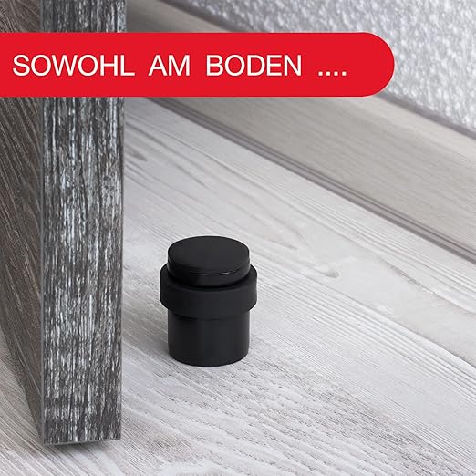 Stoper do drzwi podłogowych, matowy czarny metalowy, wkręcany, zestaw 2 stoperów do drzwi, ze śrubami, stoper do ciężkich drzwi