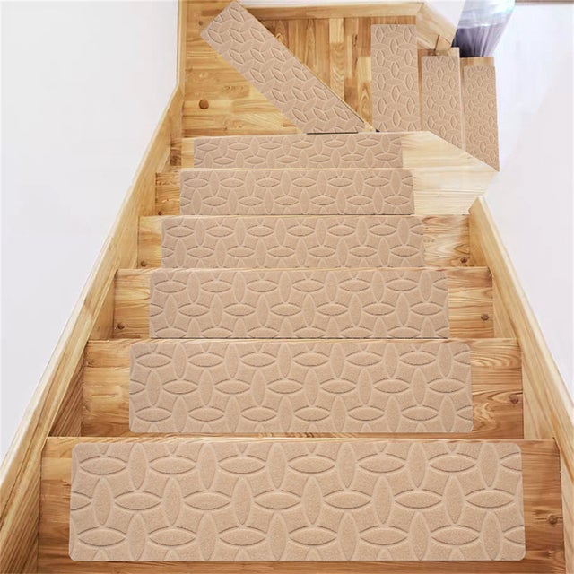 10 tapis d'escalier antidérapants beiges, faciles à installer, autocollants, réutilisables, adaptés aux sols lisses, 76 cm x 20 cm