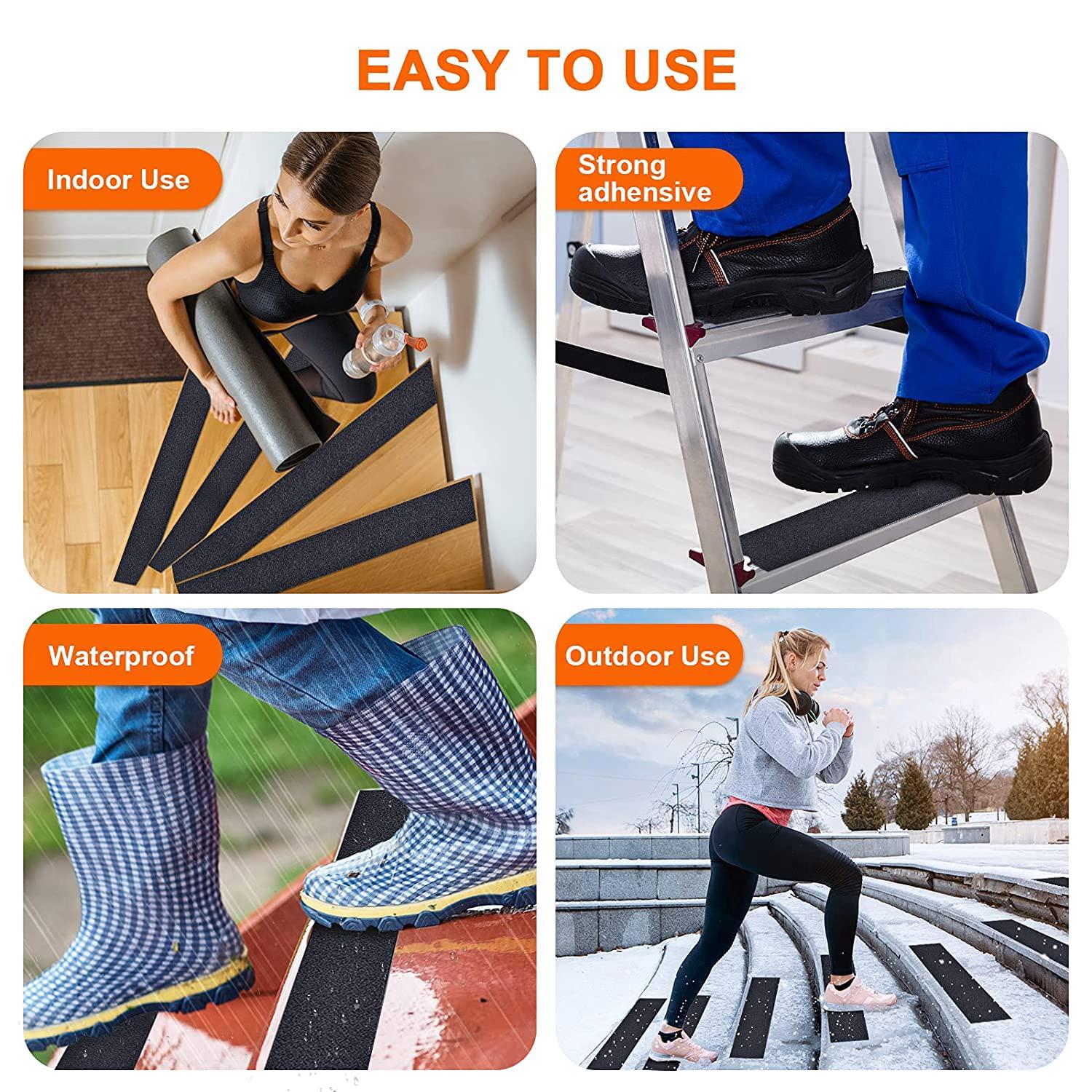 Nastro antiscivolo per scale, nastro di sicurezza, nastro antiscivolo nero e giallo, nastri di avvertimento, segnaletica di sicurezza (5 c - 3