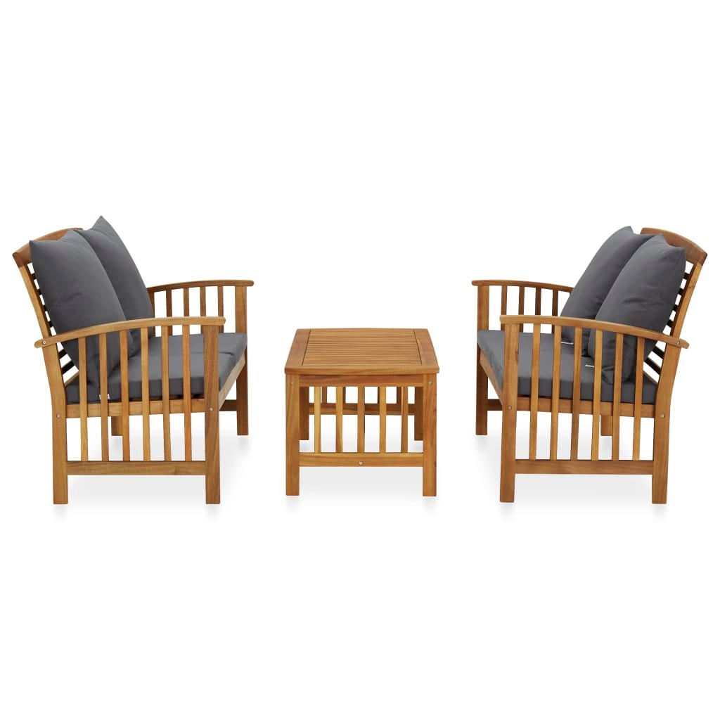 Maison Exclusive - Salon de jardin 3 pcs avec coussins Bois d'acacia massif - 2