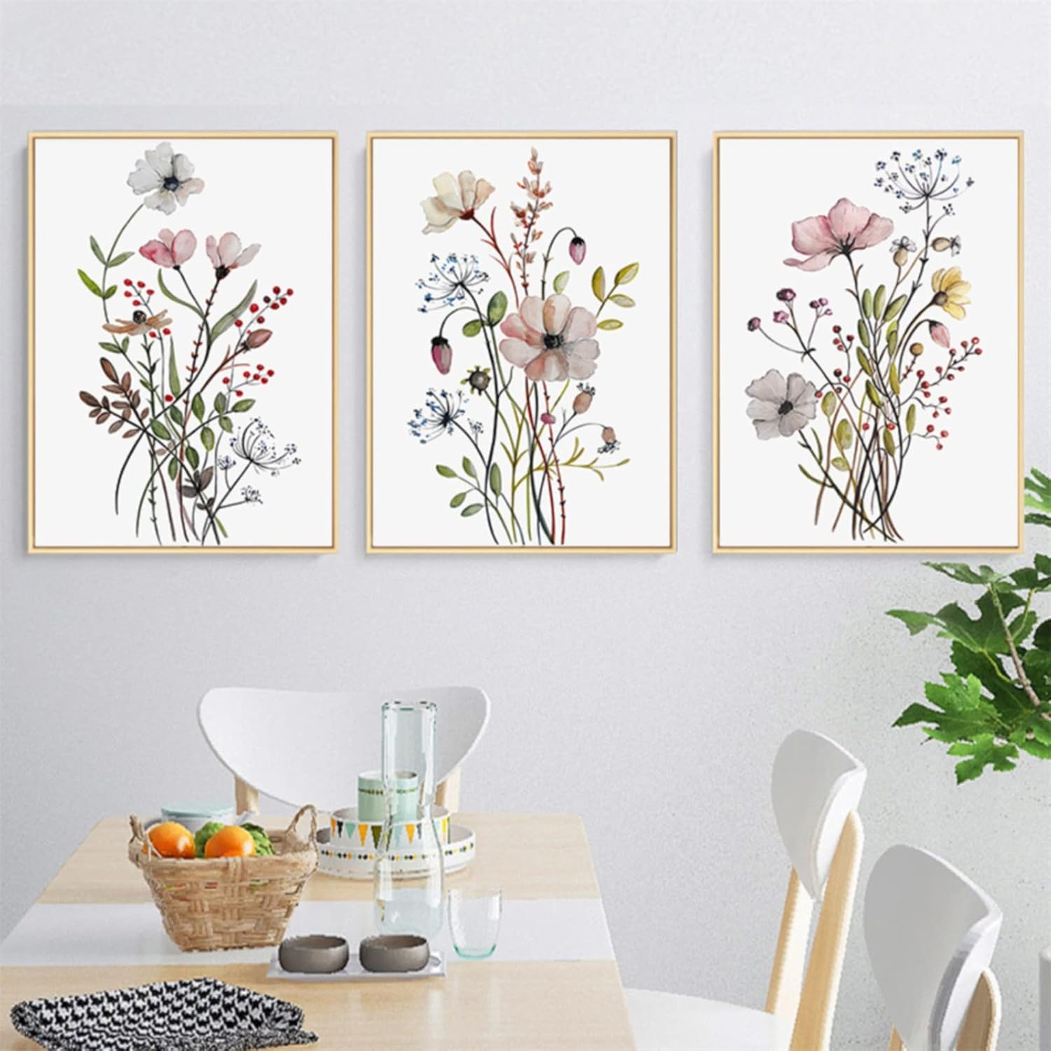 Zestaw 3 plakatów akwarelowych w stylu vintage – bez ram – dekoracja ścienna – do sypialni, biura – grafika ścienna (30 x 40 cm)