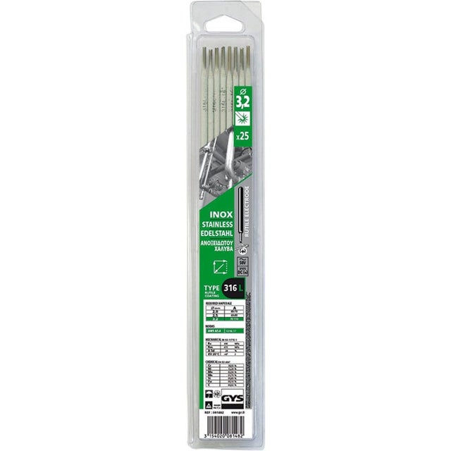 25 électrodes 316L Inox Ø 3.2 GYS 081482