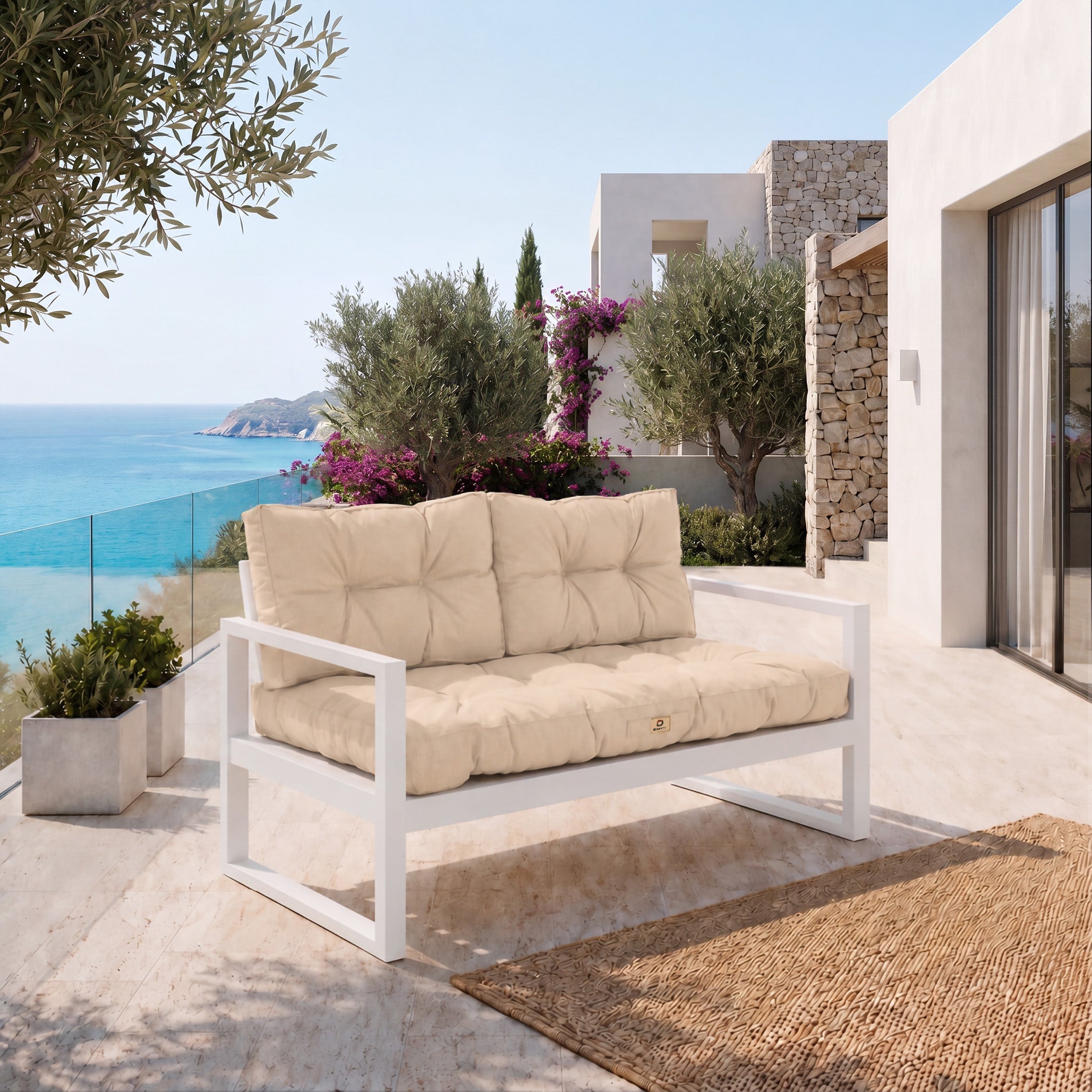 Coussins pour salon de jardin capitonné 100x50cm Beige - 2