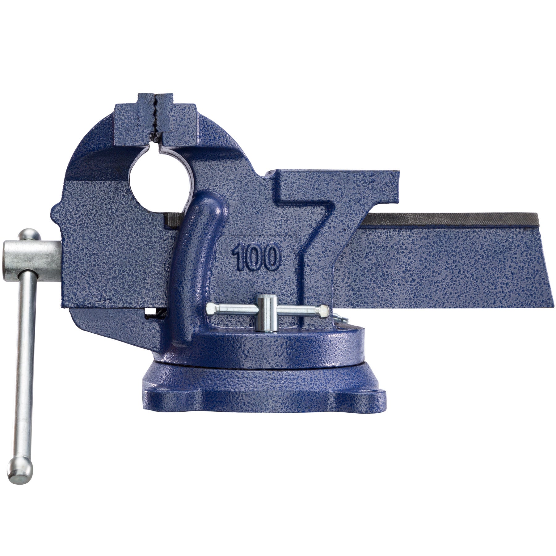 Torno de bancada em ferro fundido com bigorna, rotação de 360° com abertura, 3 furos roscados, 125 mm, azul TECTAKE - 8