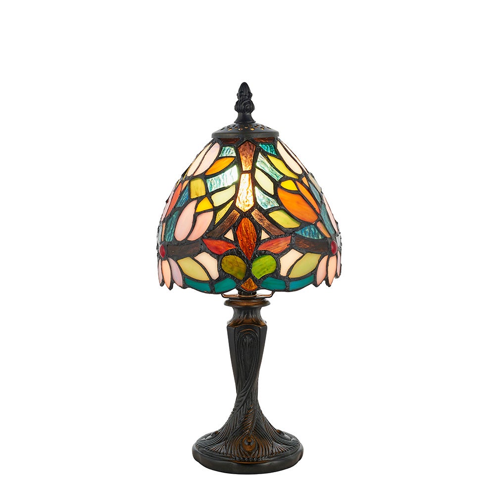 Lampa stołowa art deco SYLVETTE brązowa 1xE14x15W szkło wym:31,5x15x15cm IP20 Tiffany