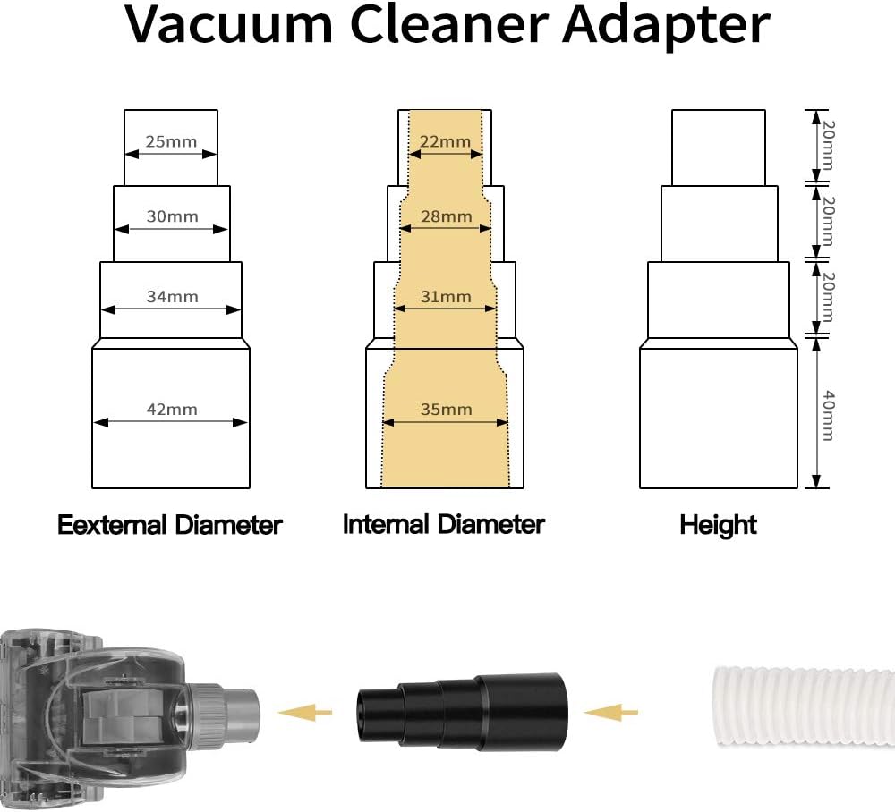 Adaptateur Tuyau Aspirateur pour Aspirateurs d'atelier Universel 25MM-42MM, Connecteur Embout de Tuyau Aspirateur Pour aspirateur ponceuse (4pcs) - 6