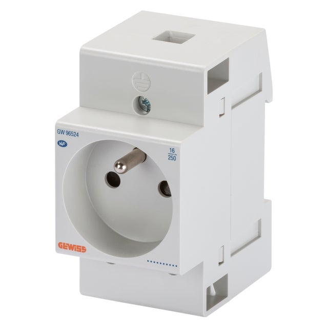 Prise modulaire pour rail DIN - standard français - 2P+T 16A - 2.5 modules - GEWISS - GW96524