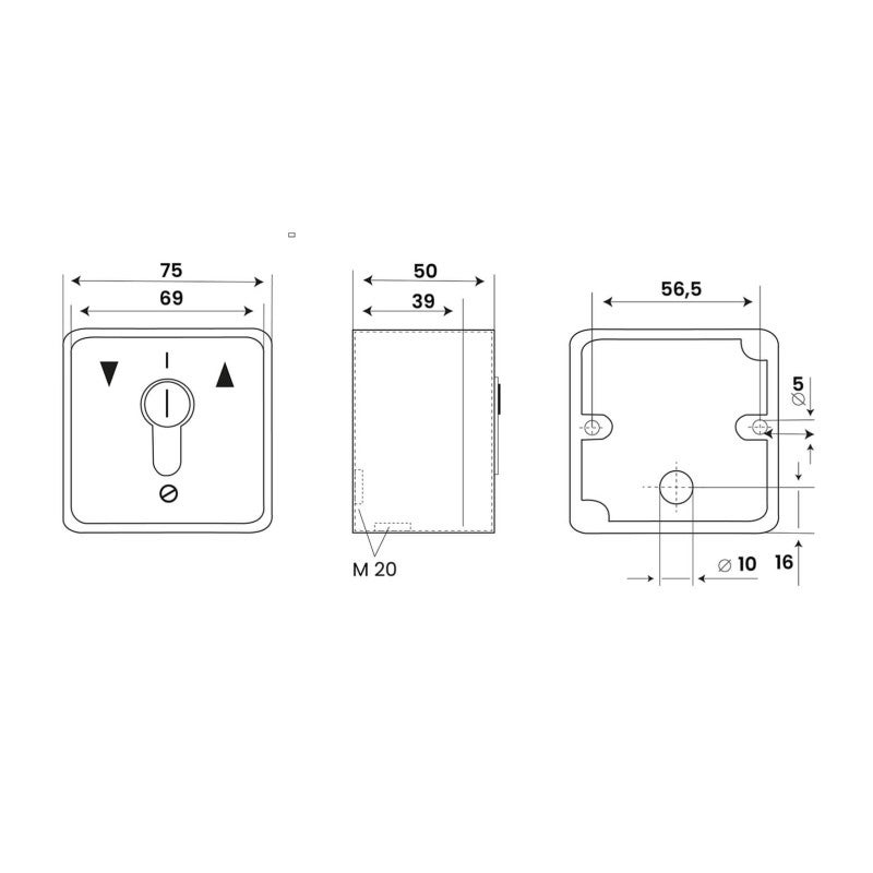 Boitier de commande à clef encastré pour moteur filaire Somfy