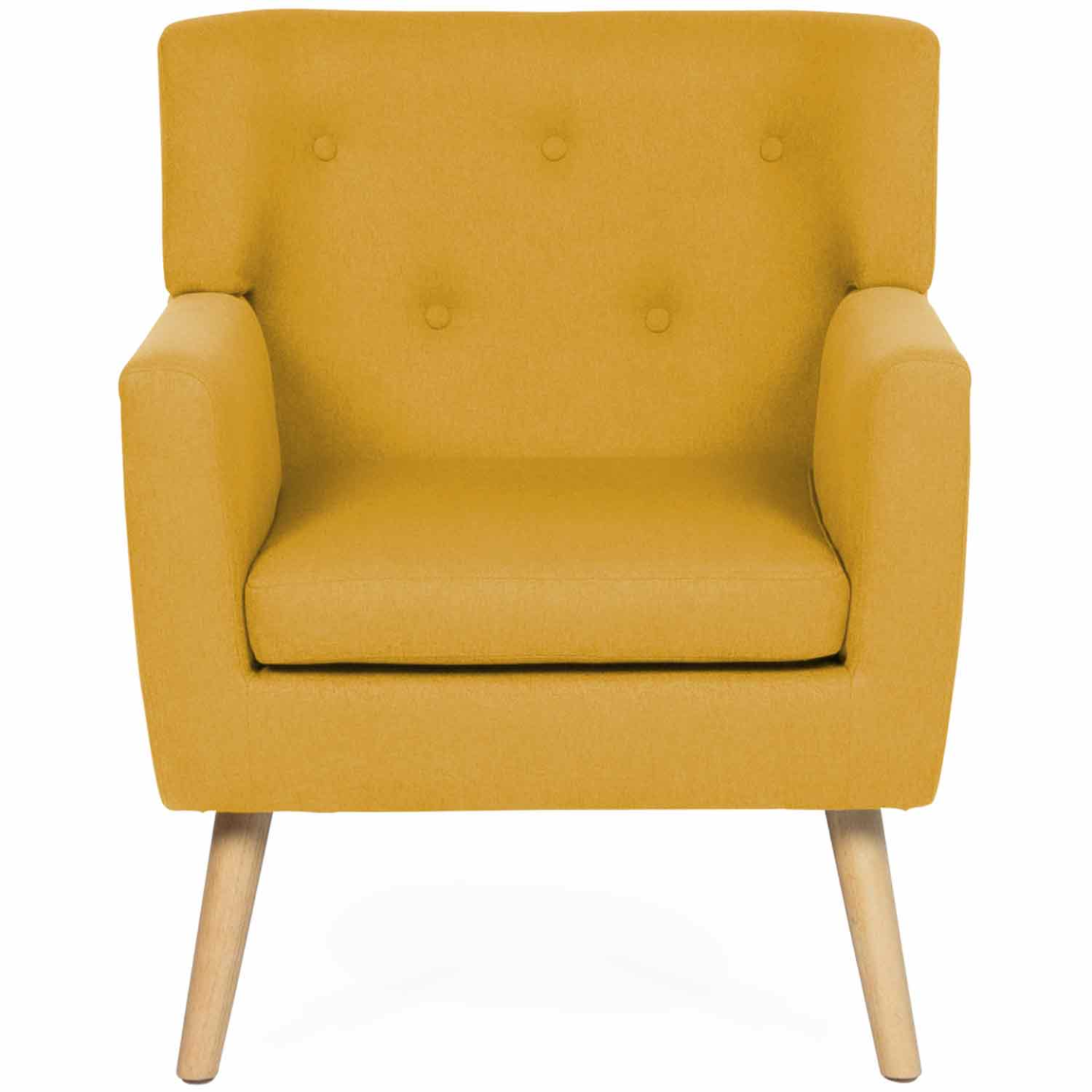 Fauteuil scandinave LIV en tissu jaune moutarde - 3