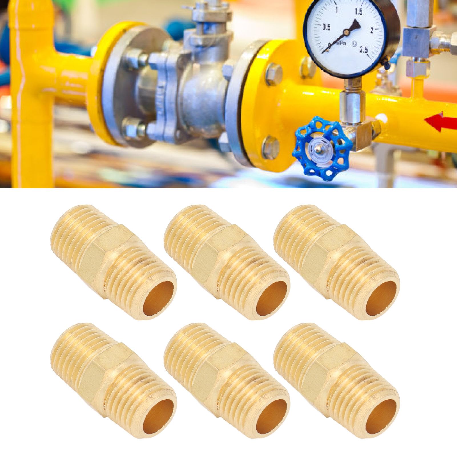 Metaland Gomito Ottone 90° 1/4 Pollice – Raccordo Per Tubo, Alta Pressione 3600 Psi, Confezione Da 2 Con Fascette - 2