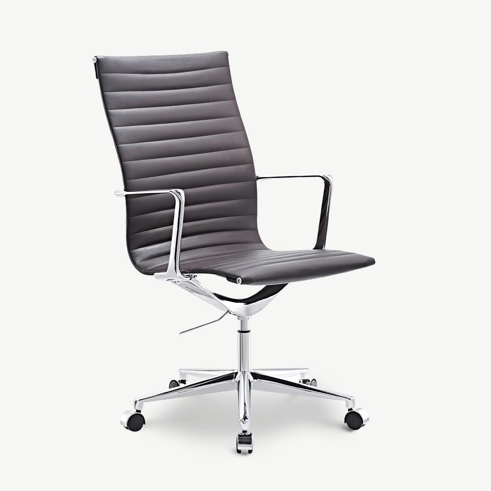 Funricher Furnicher Akira - Chaise de bureau - Brun Cuir - 54x59x111cm | Leroy Merlin