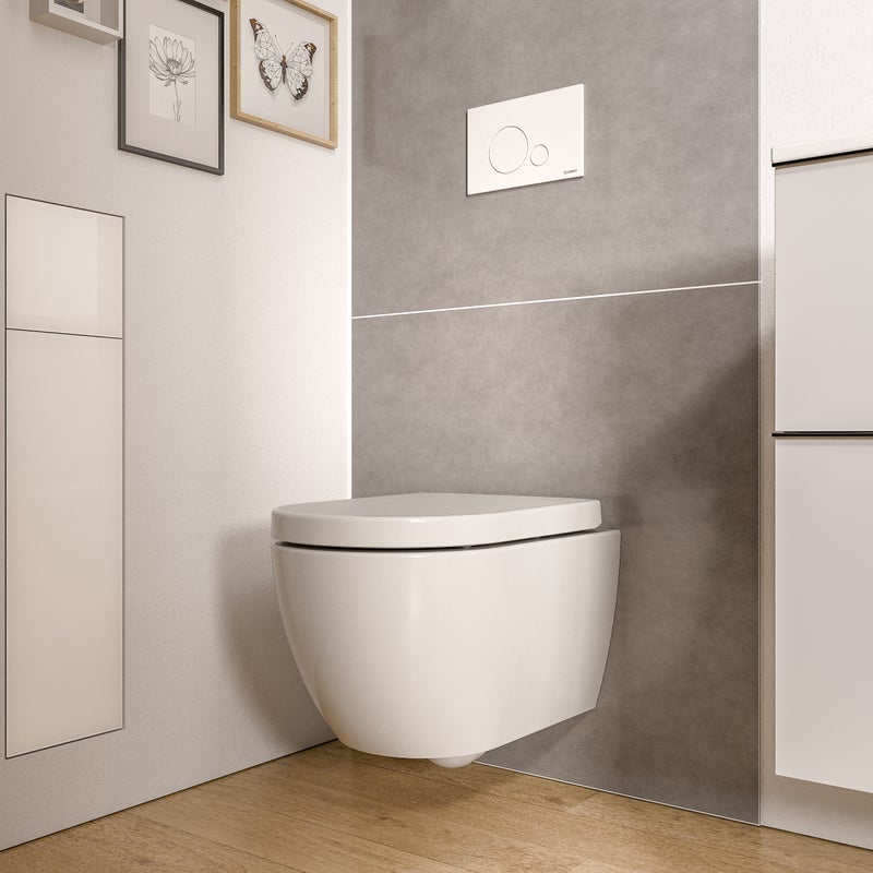 Bernstein Toaleta wisząca VIREO miska WC bez rantu – deska Soft-Close – biały połysk
