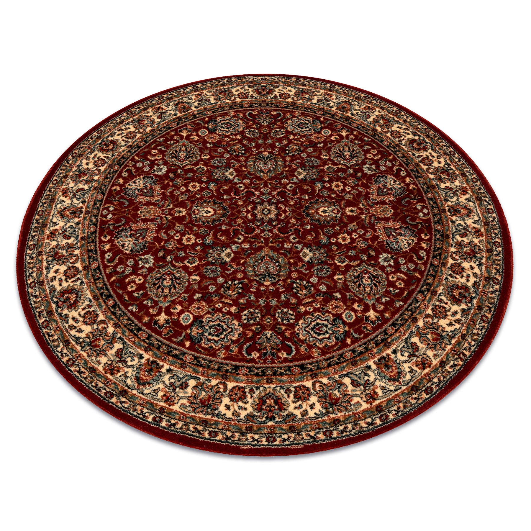 Dywan wełniany KASHQAI 4362 302 koło ornament bordo / beż koło 200 cm