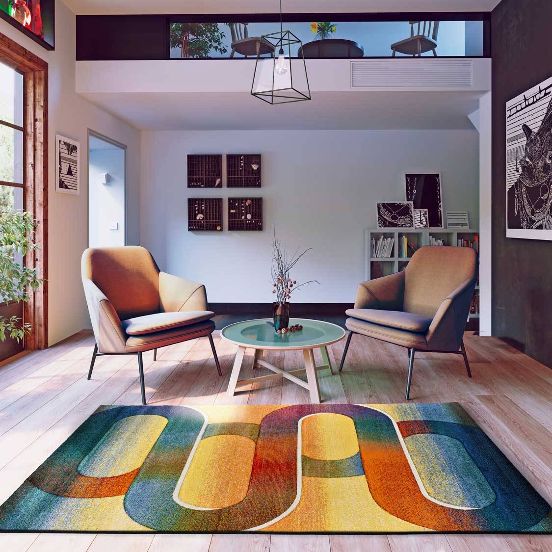 Prostokątny wielokolorowy dywan do wnętrz 120 x 170 cm SYBIL geometryczny - ATTICGO