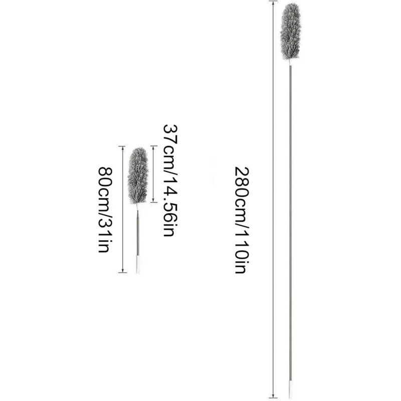 Plumeau Extensible en Microfibre avec Perche télescopique en Acier 110 po et tête Nettoyage Pliable Plumeau Plafond Lavable - 3